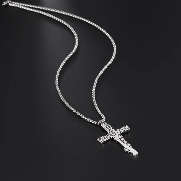 Stainless steel tree of life cross - Picture 5 of 9